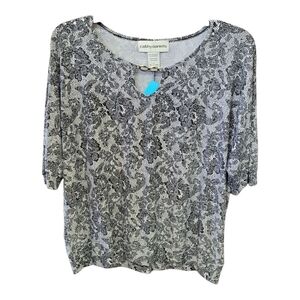 Cathy Daniels Black and White 3/4 Sleeve Blouse Size L